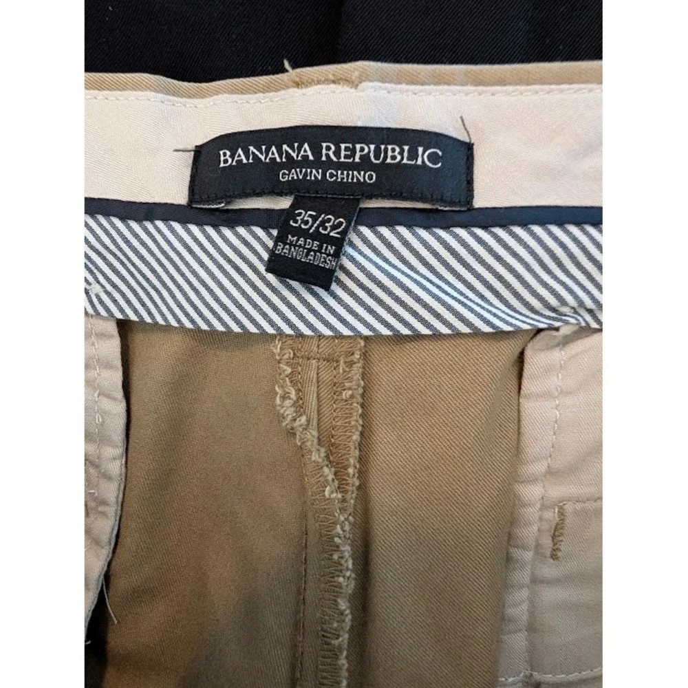 Banana Republic Gavin Chino Pants Men 35x32 (Fits 36x32) Tan Straight Leg Cotton